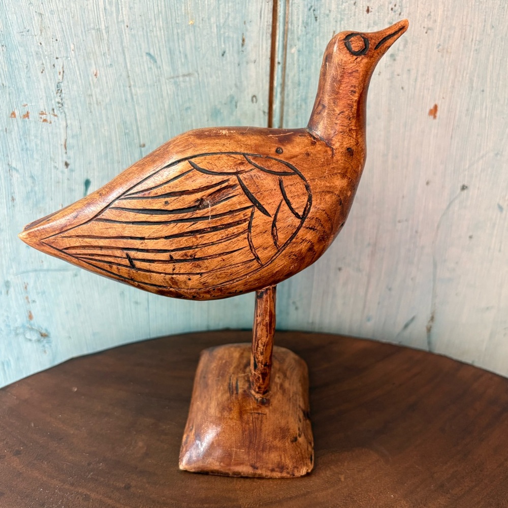 From Grand Cayman Island, BWI Handcrafted Wooden Bird Sculpture - Picture 7 of 10